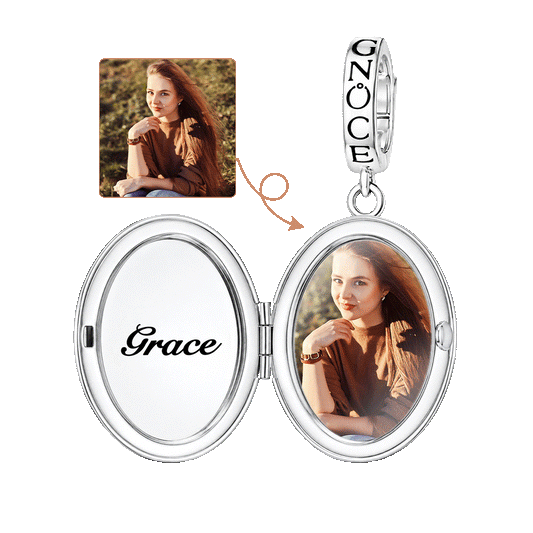 Gnoce Glow-in-the-dark Temptress Datura Personalised Locket Clasp Dangle Charm Platinum-plated Silver Blend_1