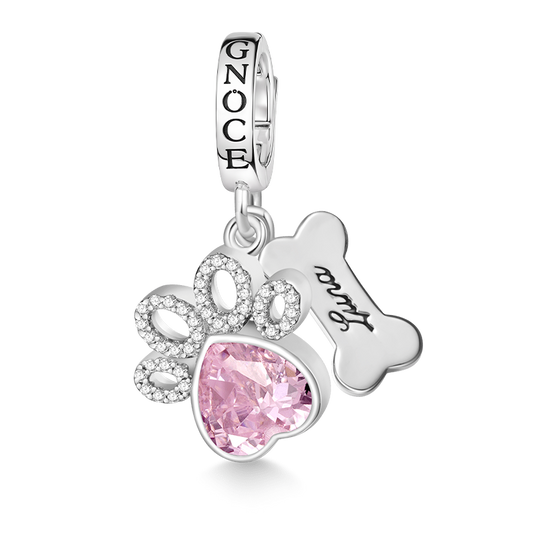 Gnoce Pet Paw Print Bone Engravable Name Pendant Dangle Charm_1