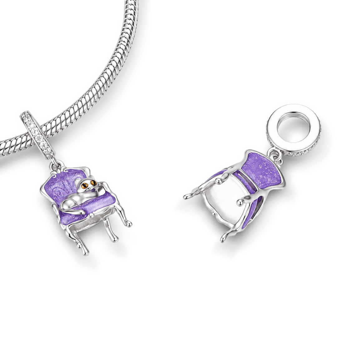 Gnoce Chair Sleeping Cat Pattern Dangle Charm_6