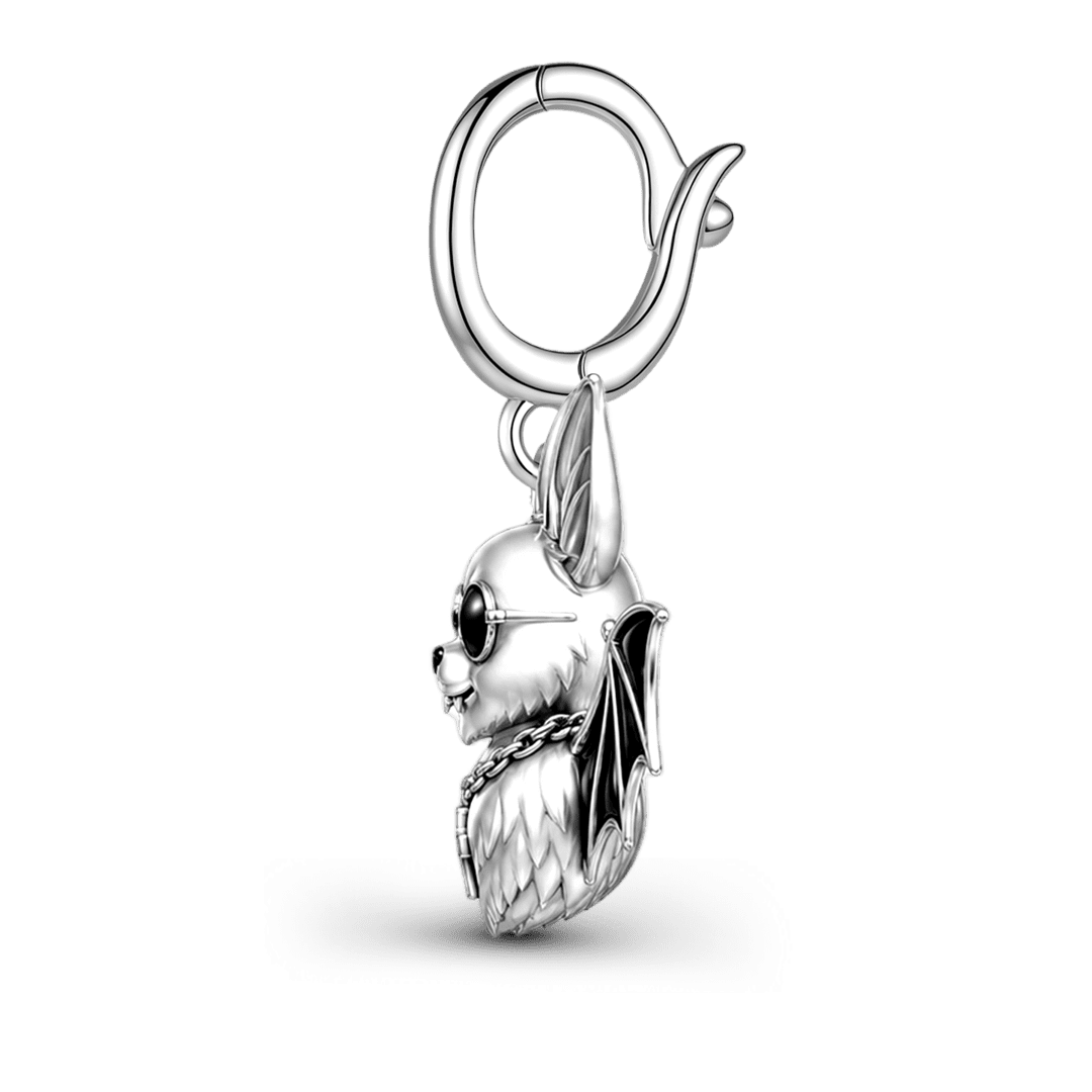 Gnoce Punk Halloween Variant Bat Clasp Dangle Charm Platinum-plated Silver Blend_4