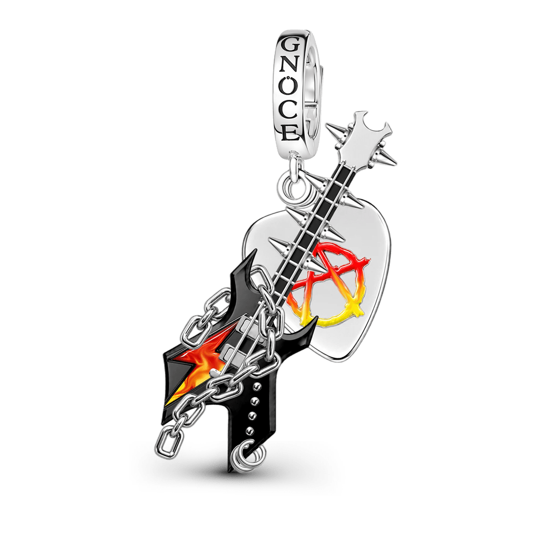 Gnoce British Punk Series Guitar Clasp Dangle Charm Glow-in-the-dark Black Gold-plated Silver Blend_7