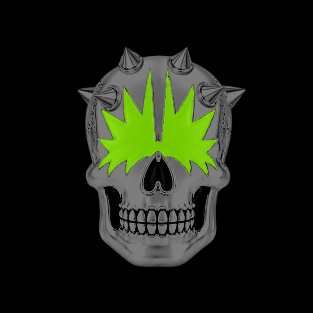 Gnoce Punk Series Spiky Star Eyed Spiked Skull Bead Glow-in-the-dark Halloween Platinum-plated Silver Blend_2