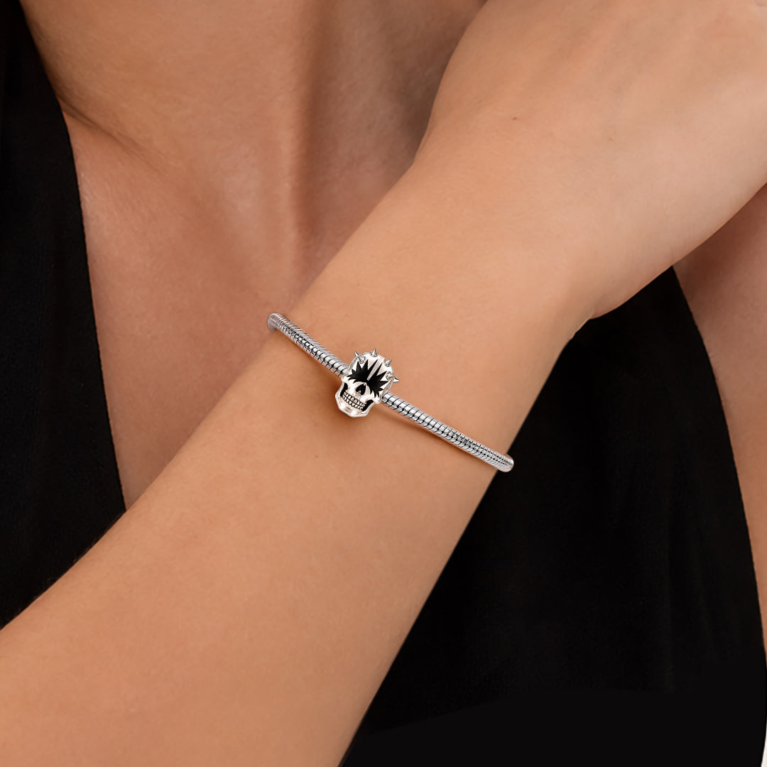 Gnoce Punk Series Spiky Star Eyed Spiked Skull Bead Glow-in-the-dark Halloween Platinum-plated Silver Blend_3