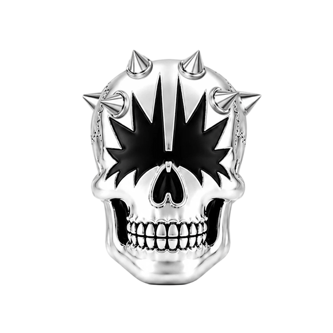 Gnoce Punk Series Spiky Star Eyed Spiked Skull Bead Glow-in-the-dark Halloween Platinum-plated Silver Blend_1