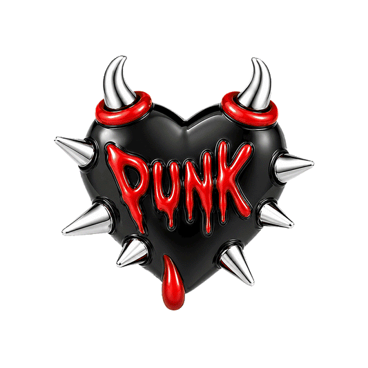 Gnoce Punk Series Devil Spiked Heart Bead Glow-in-the-dark Black Gold-plated Silver Blend_1
