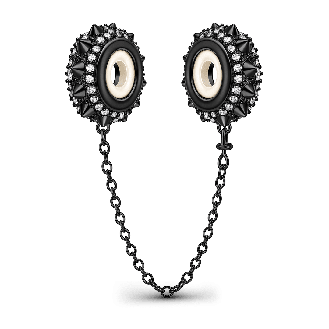 Gnoce Punk Series Black Spiked Safety Chain Black Gold-plated Silver Blend_1