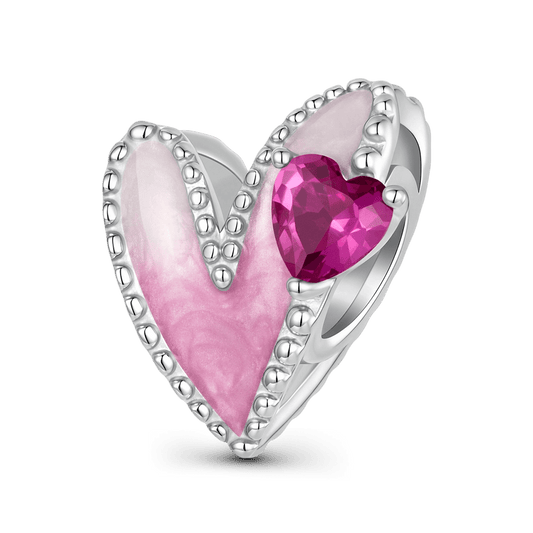 Gnoce Pink Enamel Heart Birthstone Charm_1
