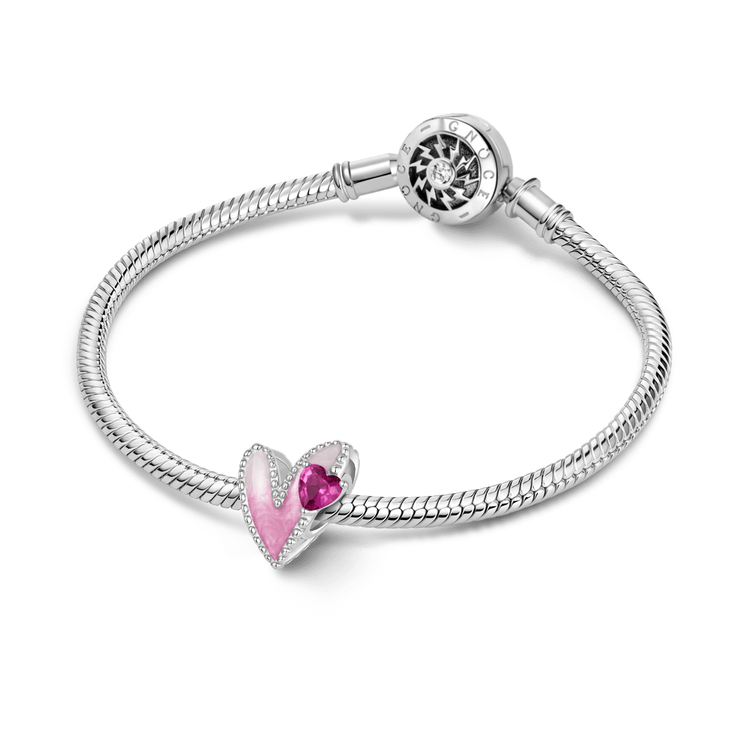 Gnoce Pink Enamel Heart Birthstone Charm_5