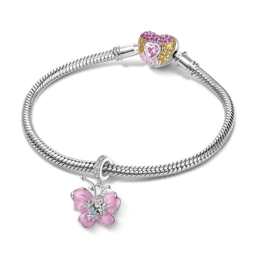 Gnoce Spring Flower Butterfly Pendant Dangle Charm_4