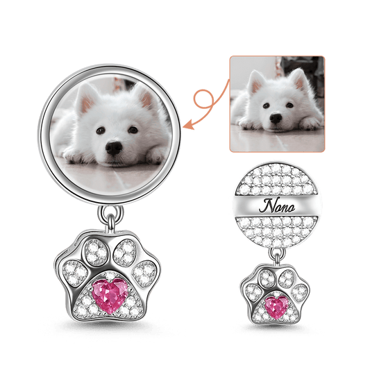 Gnoce Cat Dog Engravable Pet Paw Pendant Platinum-plated Silver Blend_1