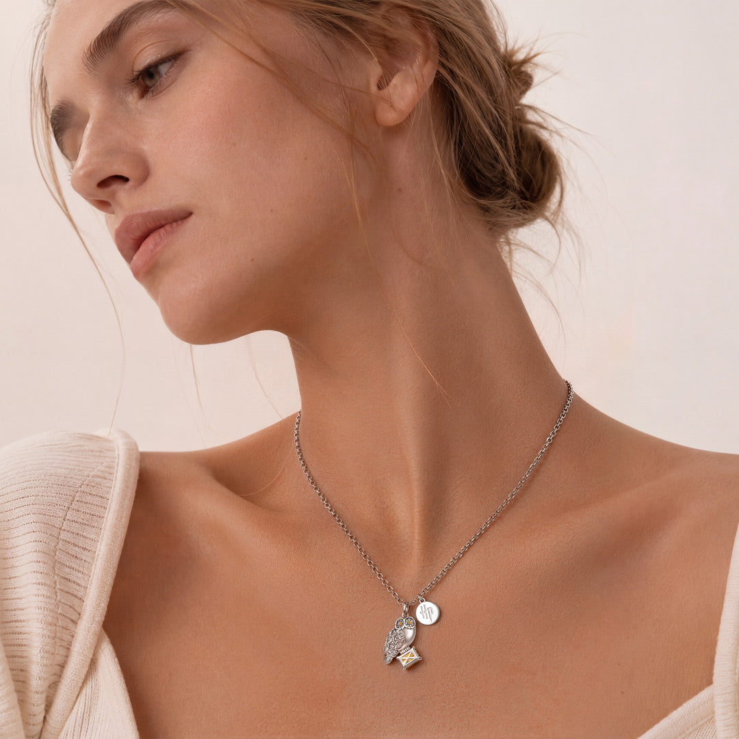 Gnoce Harry Potter Hedwig Owl with Gem Envelope Necklace_3