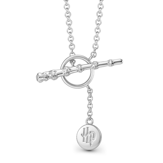 Gnoce Harry Potter Elder Wand Toggle Clasp Silver‑Tone Necklace_1