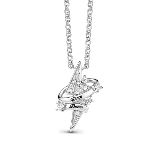 Gnoce Harry Potter Lightning Bolt Ribbon Silver‑Tone Necklace_1