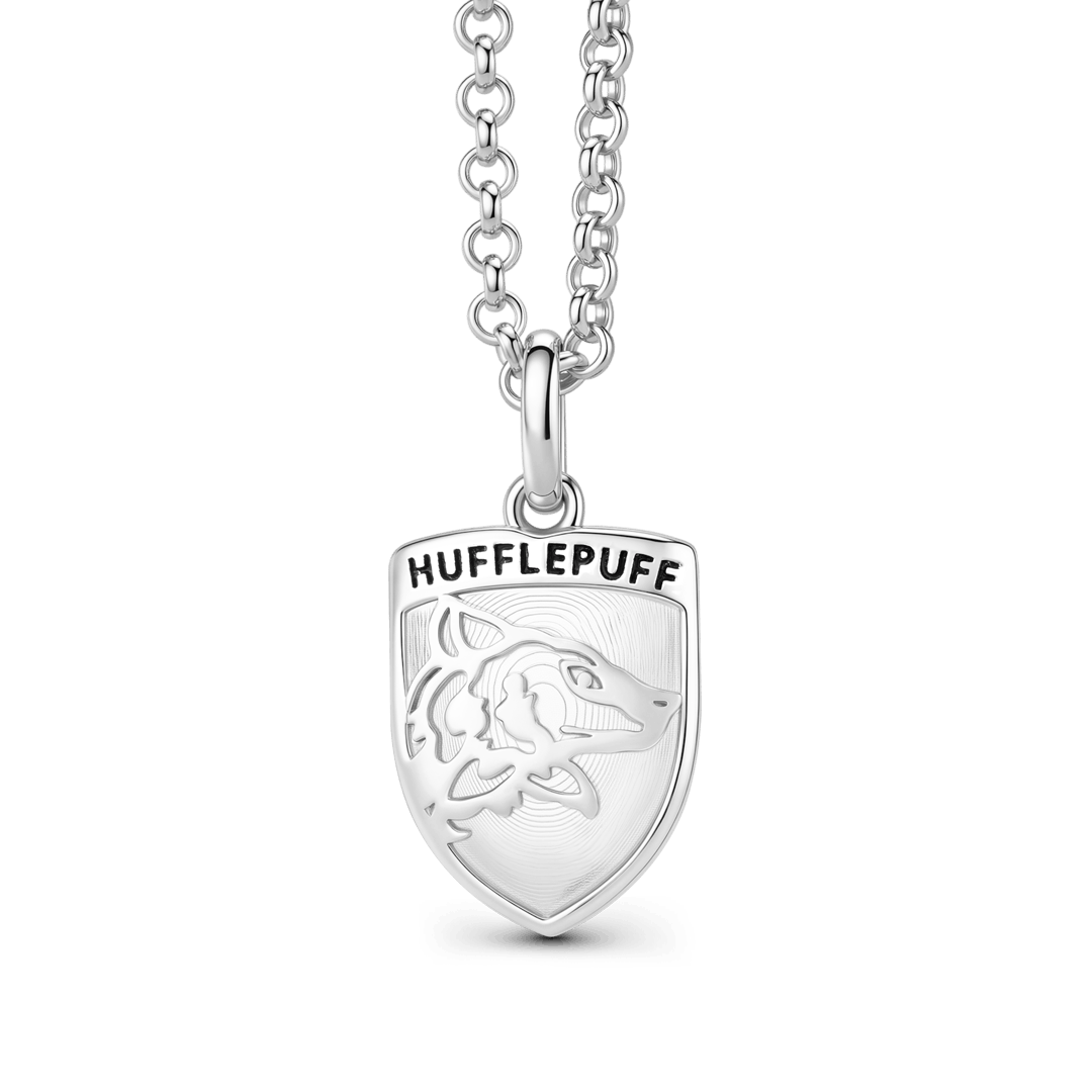 Gnoce Harry Potter Hufflepuff House Crest Badger Silver‑Tone Pendant Necklace_1