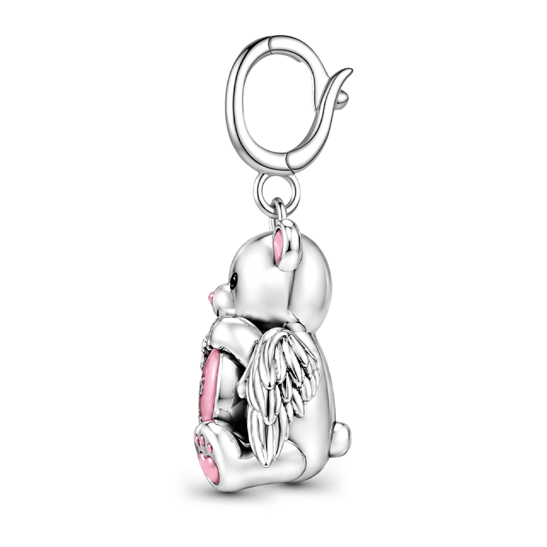 Gnoce Religious Series Angel Teddy Bear Clasp Dangle Charm Platinum-plated Silver Blend_6