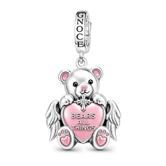 Gnoce Religious Series Angel Teddy Bear Clasp Dangle Charm Platinum-plated Silver Blend_1