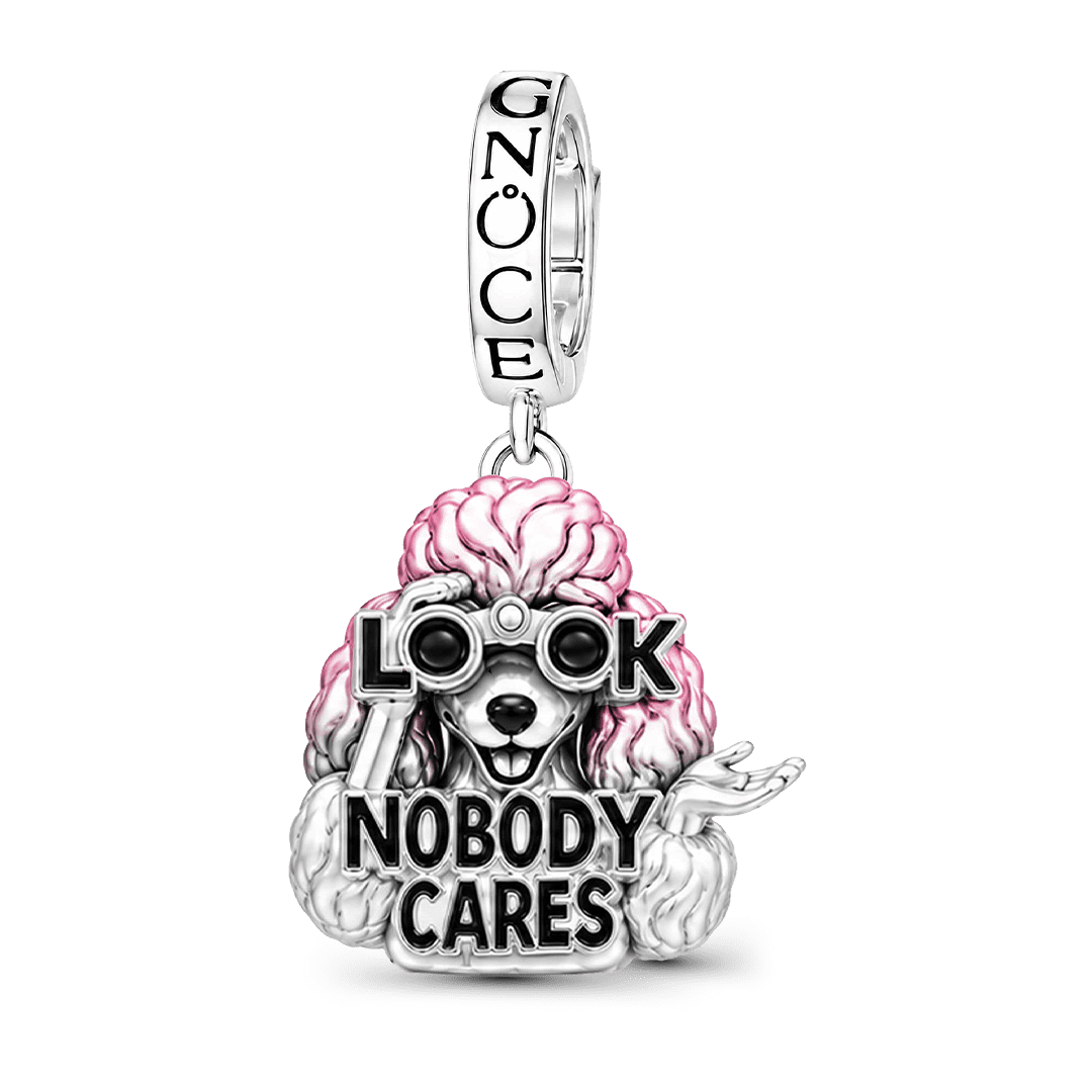 Gnoce Dark Humor Series Poodle Clasp Dangle Charm Platinum-plated Silver Blend_1