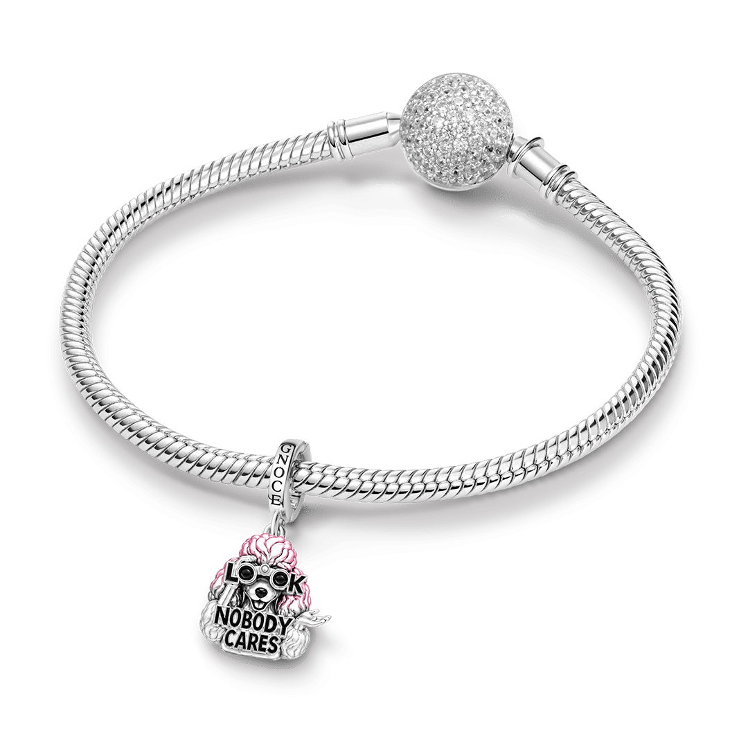 Gnoce Dark Humor Series Poodle Clasp Dangle Charm Platinum-plated Silver Blend_3