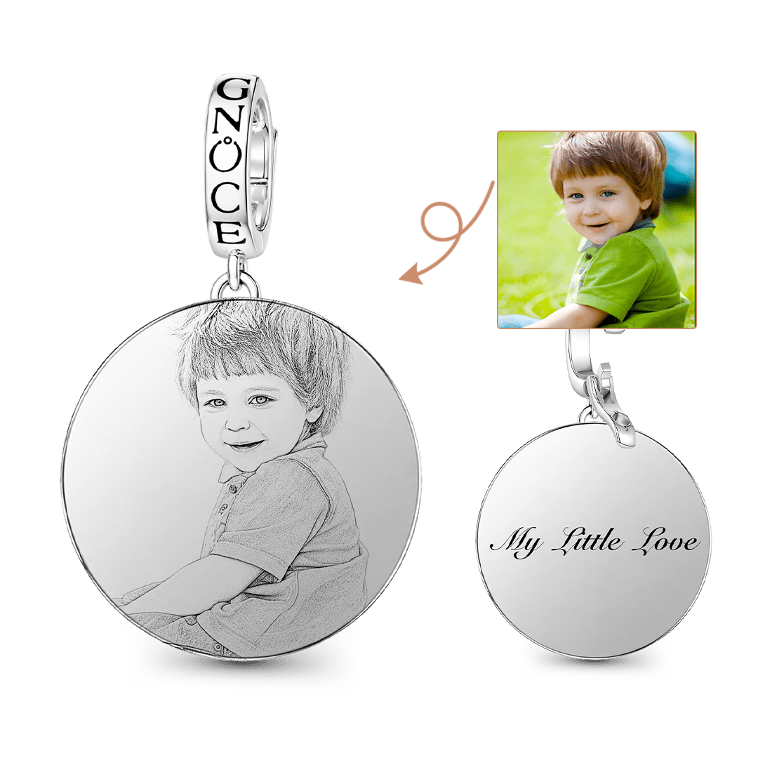 Gnoce Parent-child Laser Photo Personalized Bead Platinum-plated Silver Blend_1