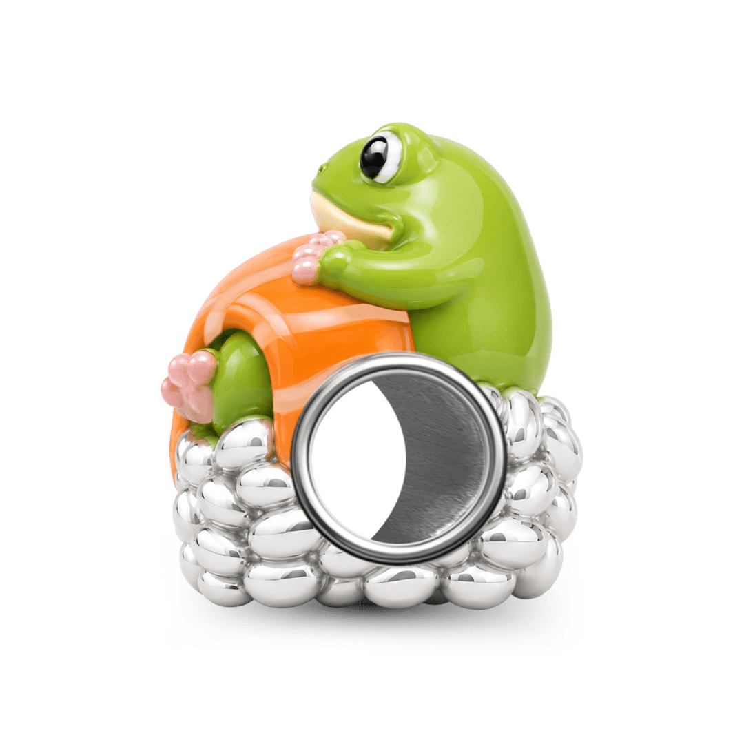 Gnoce Japanese Style Frog Sushi Bead Platinum-plated Silver Blend_5