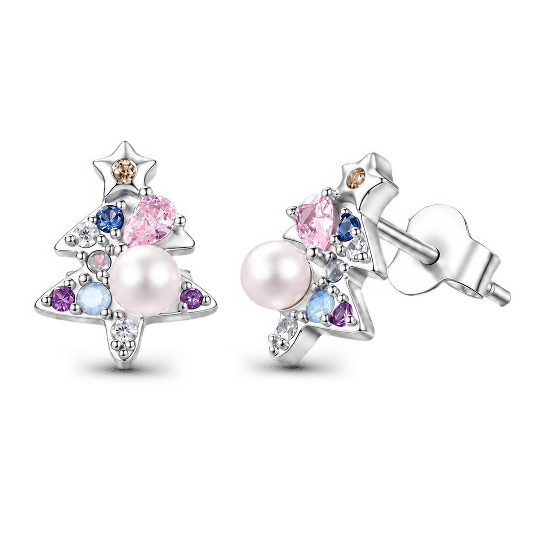 Gnoce Silver Christmas Tree Stud Earrings_4