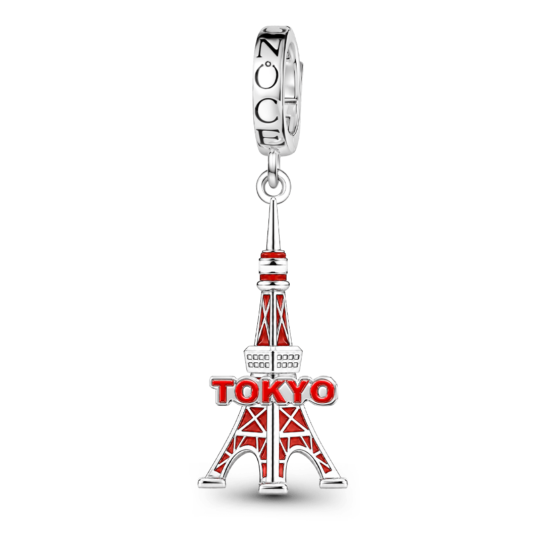 Gnoce Japanese Style Tokyo Tower Clasp Dangle Charm Platinum-plated Silver Blend_1