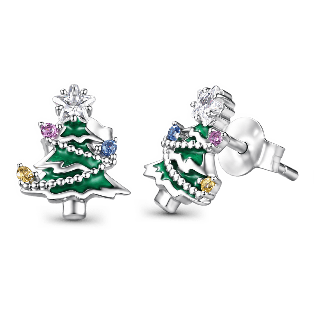 Gnoce Green Christmas Tree Stud Earrings_4