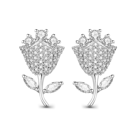 Zircon Pave Flower Earrings Natural Collection_1
