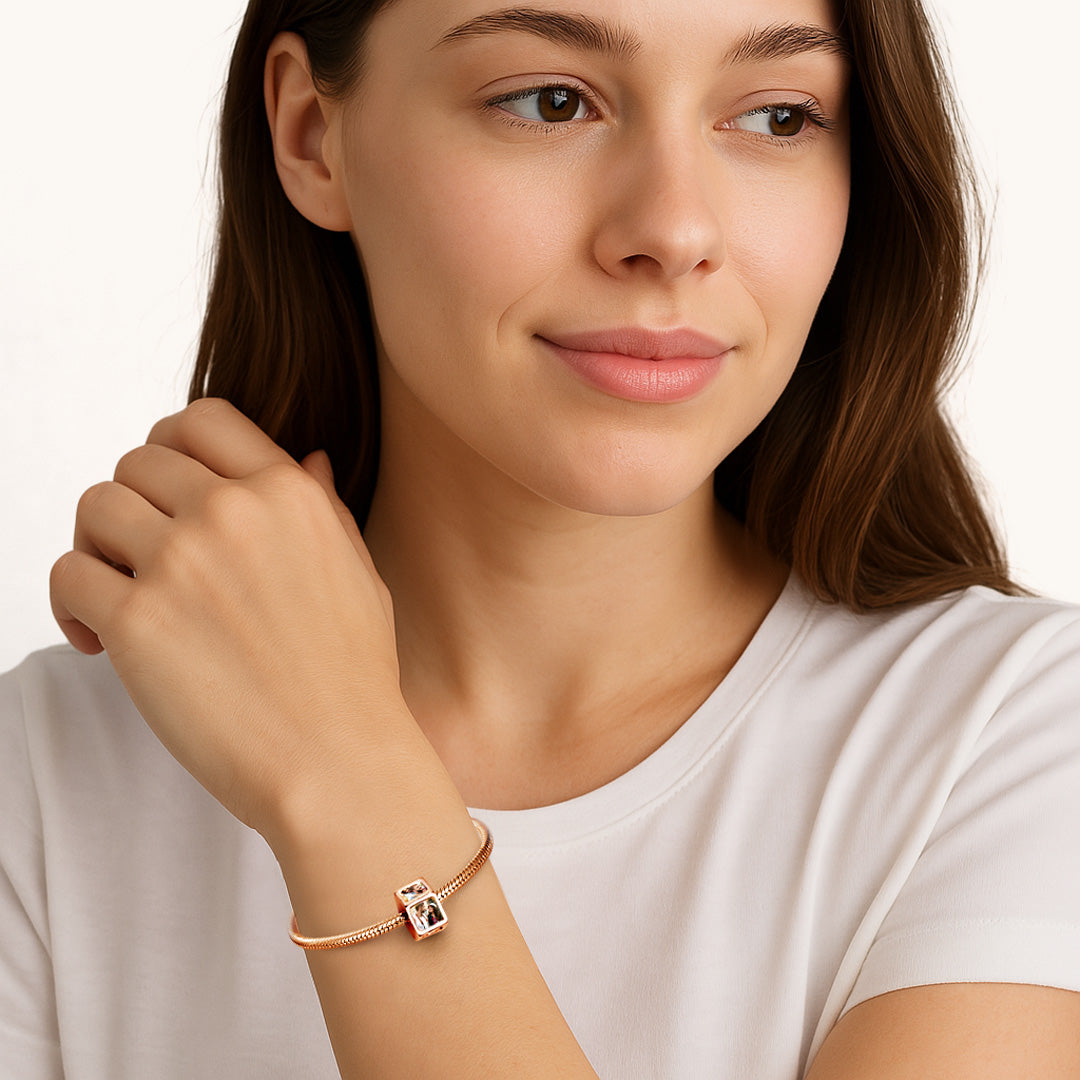 Gnoce Multi-sided Photo Custom Charm Bead Rose Gold-plated Silver Blend_3