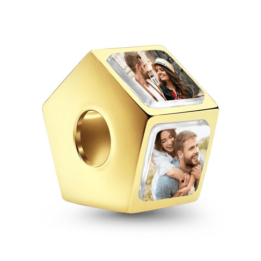 Gnoce Multi-sided Photo Custom Charm Bead 18K Gold-plated Silver Blend_5