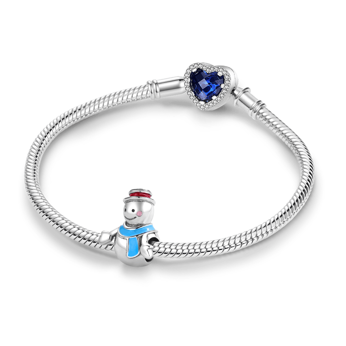 "Welcome" Cute Smiling Face Snowman Charm Bead 925 Sterling Silver_3