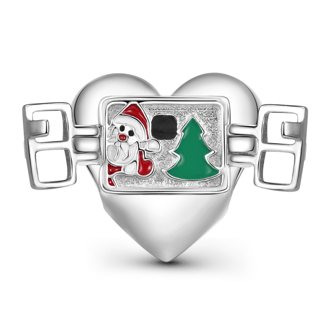 "Santa Claus is coming" Heart-shaped Charm Bead 925 Sterling Silver_2