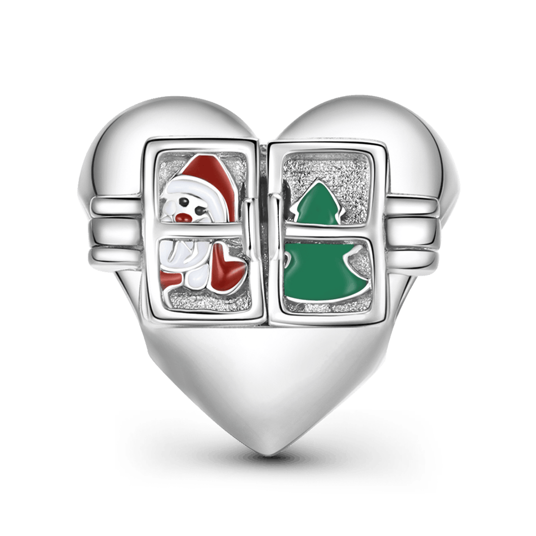 "Santa Claus is coming" Heart-shaped Charm Bead 925 Sterling Silver_3