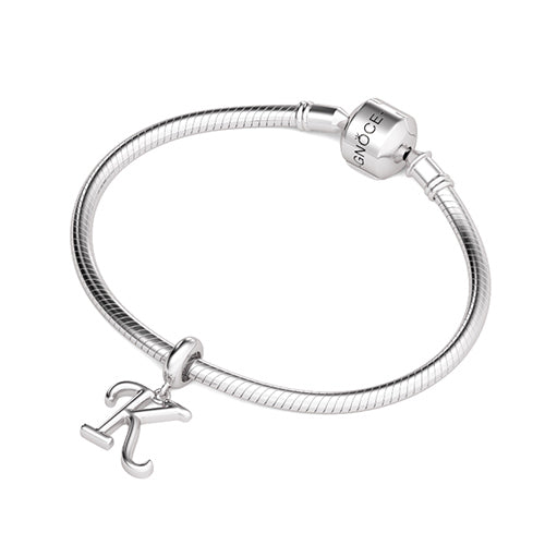 Gnoce "Kiss, the gift of Love"  Letter K 925 Sterling Silver Dangling Charm Great for Bracelet, Choker, Necklace_3