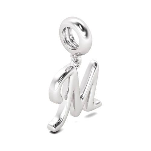 Gnoce "Make You Feel My Love "  Letter M 925 Sterling Silver Dangling Charm Great for Bracelet, Choker, Necklace_2