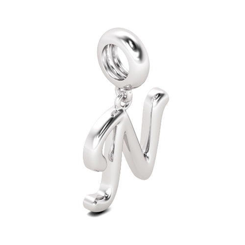 Gnoce "New Life"  Letter N 925 Sterling Silver Dangling Charm Great for Bracelet, Choker, Necklace_2