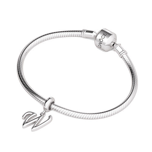 Gnoce "With You Forever"  Letter W 925 Sterling Silver Dangling Charm Great for Bracelet, Choker, Necklace_3