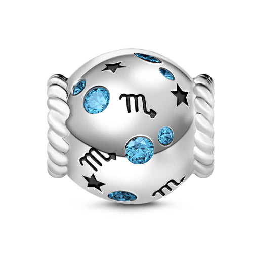 Gnoce "Signs You'are" Zodiac Signs 925 Sterling Silver Blue Stones Stars Handcrafted Scorpio Charm For Bracelet Best Gift to Friends, Family or Love Ones_1