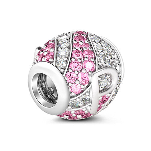 Gnoce “Letter P with Special Meaning for Special Person ”Made of 925 Sterling Silver Pink & Clear  CZ Letter P Charm_2