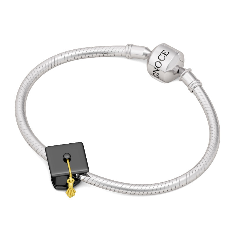 Gnoce "New Period in Life" Black Plated Trencher Cap with Yellow Gold Tassels 925 Sterling Silver Charm Bead_3
