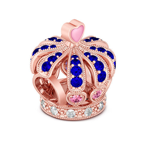 Gnoce "Beauty Crown for Good Memory  "Pink Cubic Zircon Set Detail Craft Style Rose Gold Crown Sapphire Charms_2