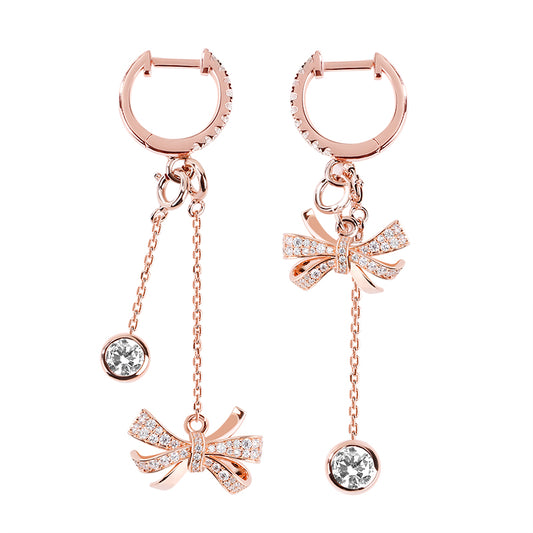 Gnoce "Infinite Love" Bowknot 925 Sterling Silver 18k Rose Gold Plated Drop Earrings_1