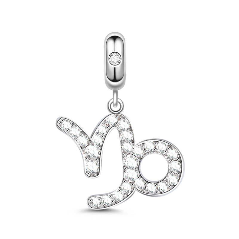 Gnoce "Independent Capricorn" 925 Sterling Silver Capricorn Charm Zodiac Sign Pendant With Cz For Bracelet_1
