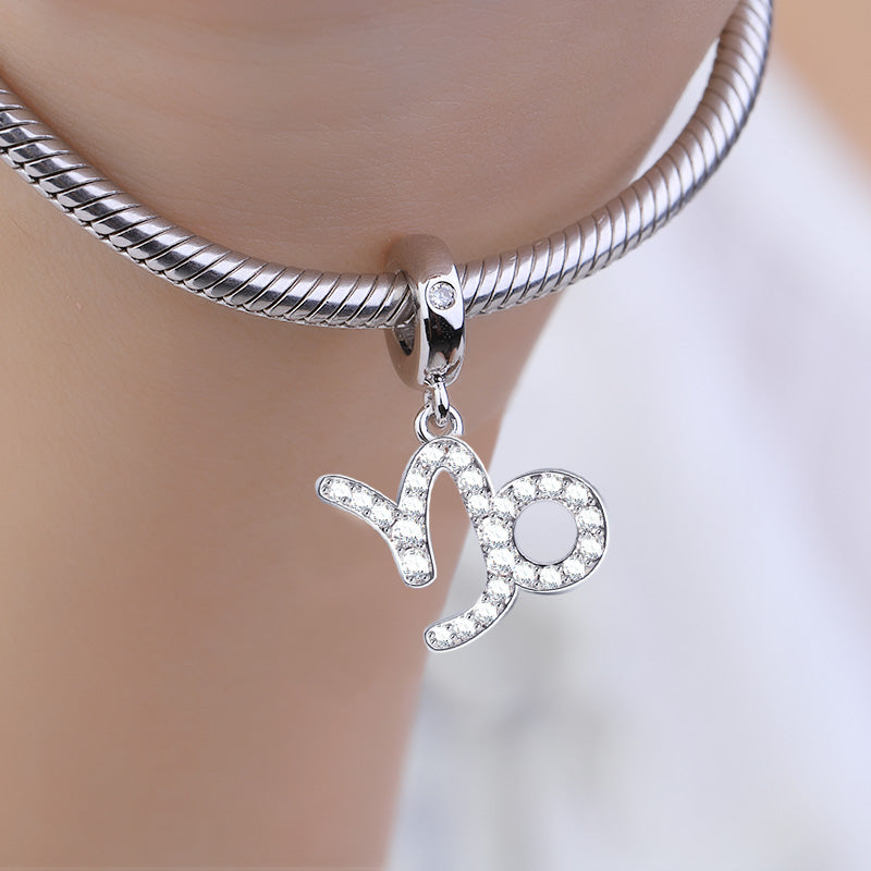 Gnoce "Independent Capricorn" 925 Sterling Silver Capricorn Charm Zodiac Sign Pendant With Cz For Bracelet_3
