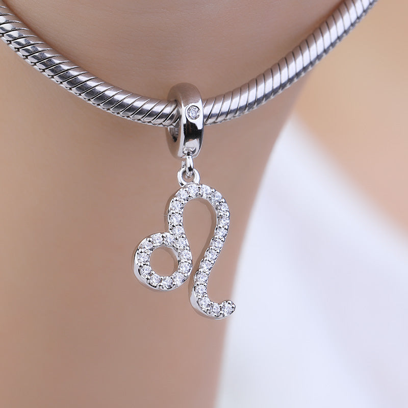 Gnoce "I Think of You" 925 Sterling Silver Leo Charm Zodiac Sign Pendant With Cz For Bracelet_3