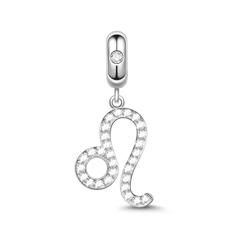 Gnoce "I Think of You" 925 Sterling Silver Leo Charm Zodiac Sign Pendant With Cz For Bracelet_1
