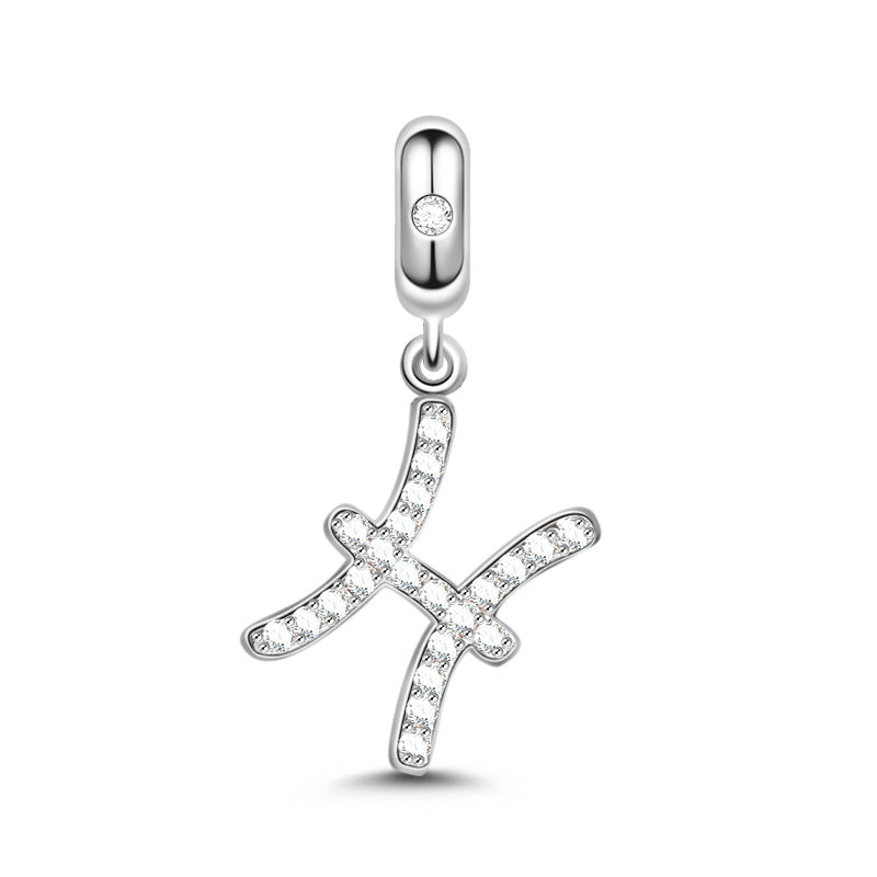 Gnoce "I Miss You" 925 Sterling Silver Pisces Charm Zodiac Sign Pendant With Cz For Bracelet_1