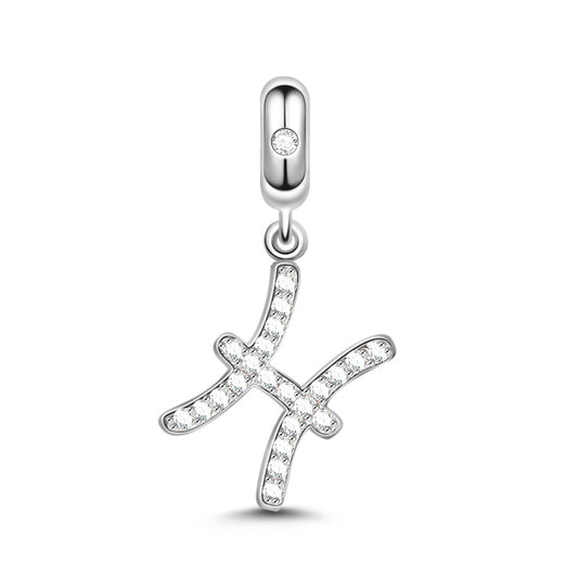 Gnoce "I Miss You" 925 Sterling Silver Pisces Charm Zodiac Sign Pendant With Cz For Bracelet_1