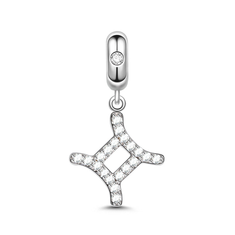 Gnoce "I Need You" 925 Sterling Silver Gemini Charm Zodiac Sign Pendant With Cz For Bracelet_1
