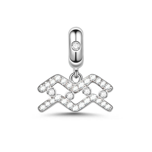 Gnoce "My Love, My Life" 925 Sterling Silver Aquarius Charm Zodiac Sign Pendant With Cz For Bracelet_1